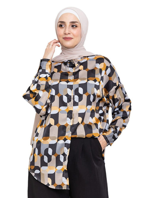 Black P - Satin Over Size Shirt Style 2 - Khotwh